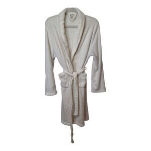 Ulta‎ Beauty Women's Size L/XL Plush Winter White Short Bathrobe Housecoat Belt